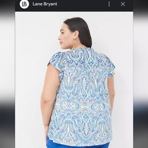Lane Bryant Women's Blue and White Paisley Blouse